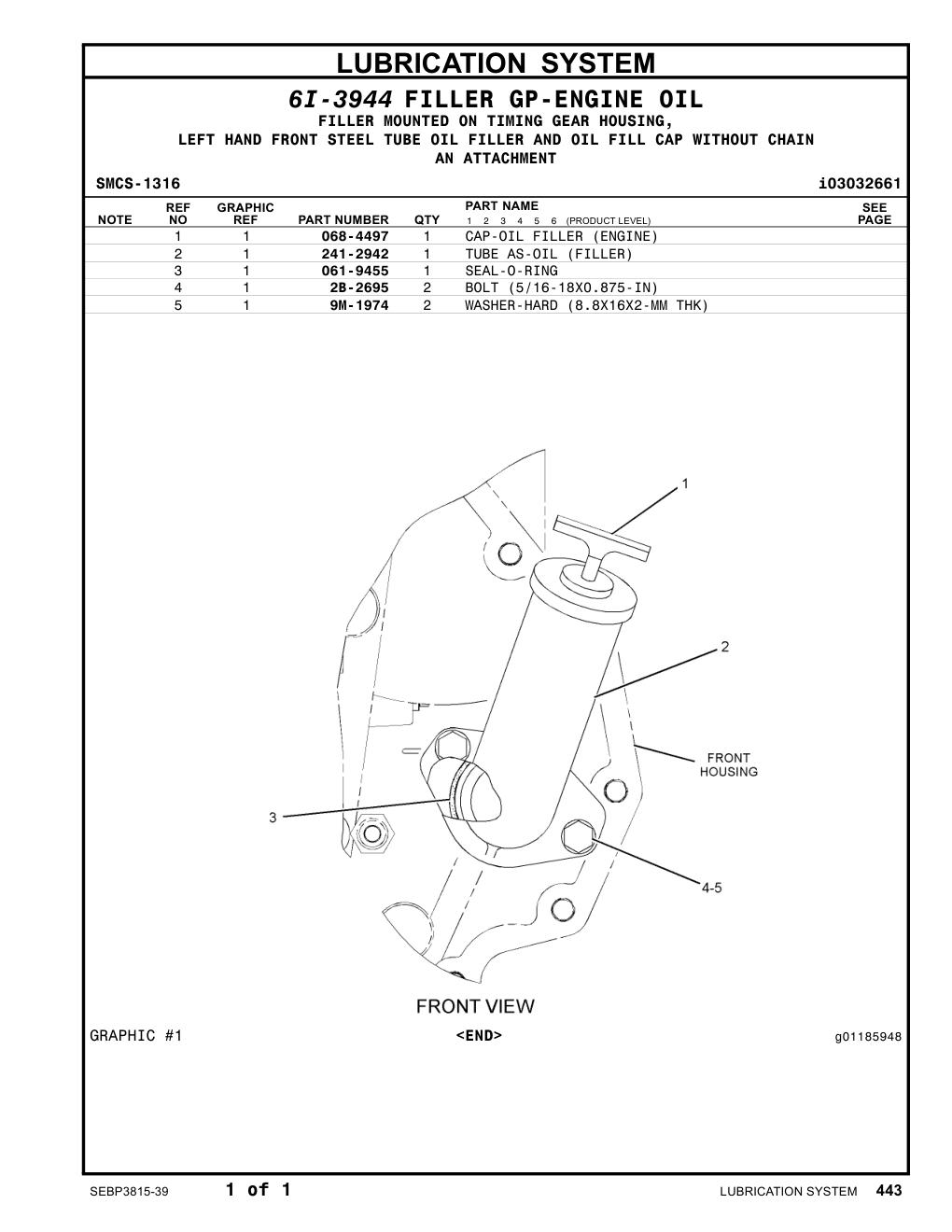 241-2942 TUBE AS-OIL (FILLER) CAT parts manual diagram