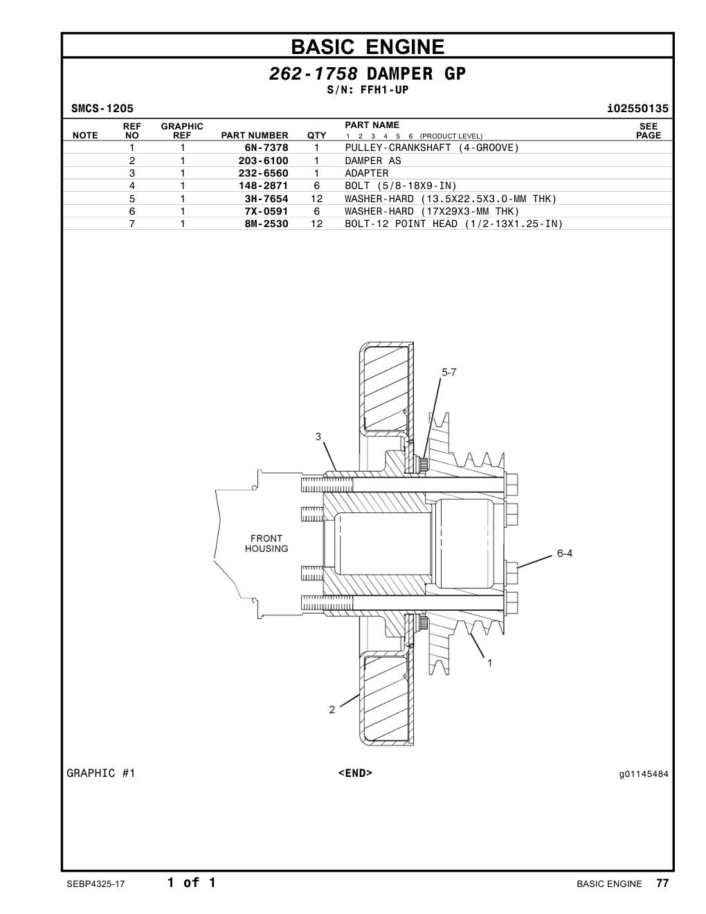 203-6100 DAMPER AS · S/N FFH1-UP CAT parts manual diagram