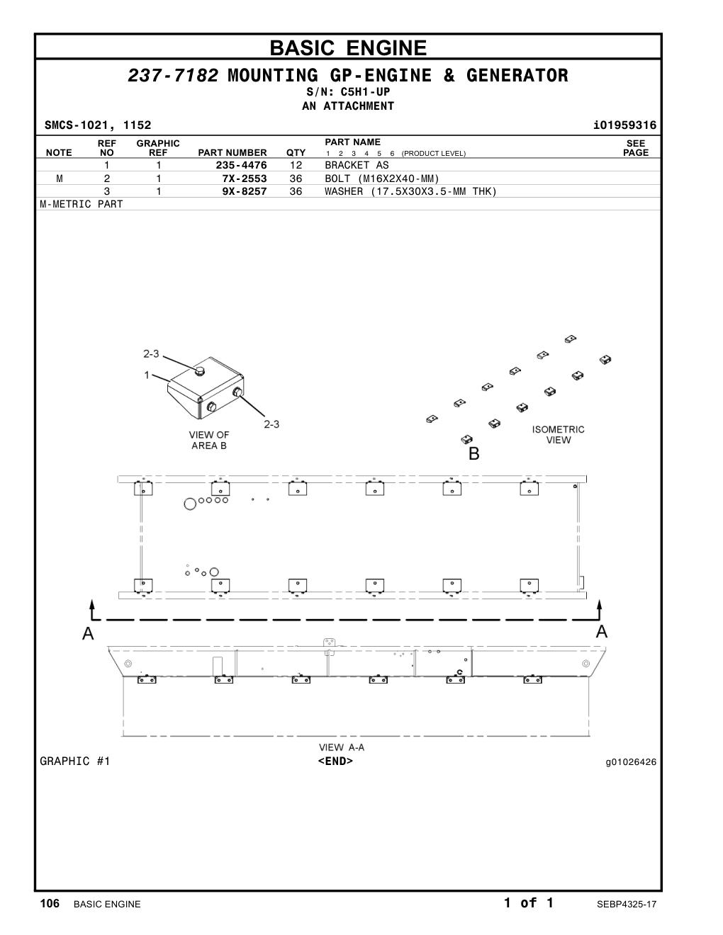 235-4476 BRACKET AS · S/N C5H1-UP CAT parts manual diagram