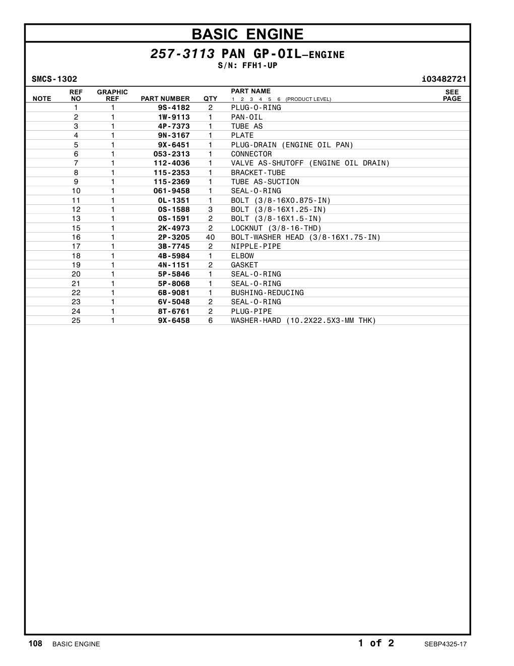 115-2369 TUBE AS-SUCTION · S/N FFH1-UP CAT parts manual diagram