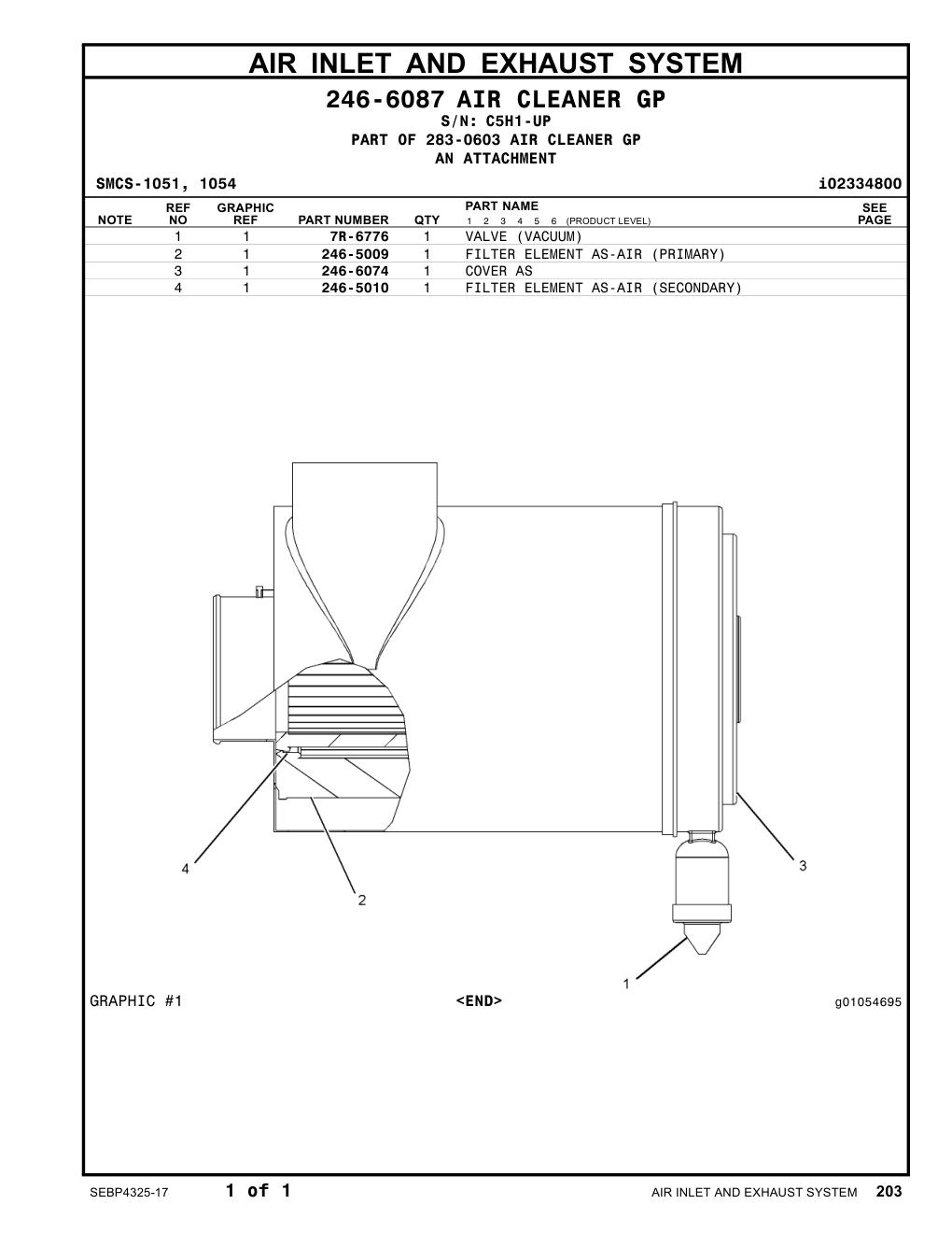 246-5010 FILTER ELEMENT AS-AIR (SECONDARY) · S/N C5H1-UP CAT parts manual diagram
