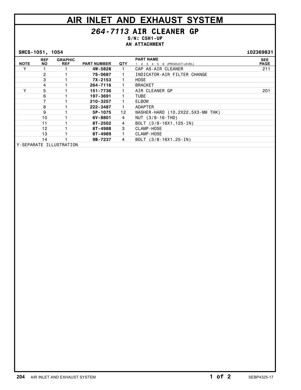 222-3487 ADAPTER · S/N C5H1-UP CAT parts manual diagram