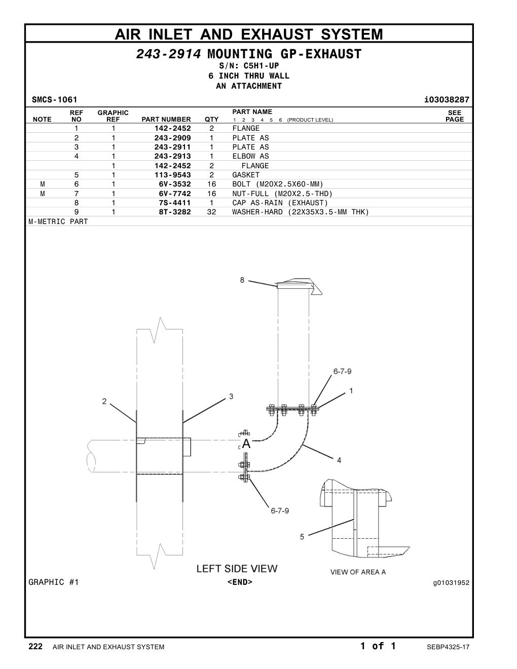 243-2909 PLATE AS · S/N C5H1-UP CAT parts manual diagram