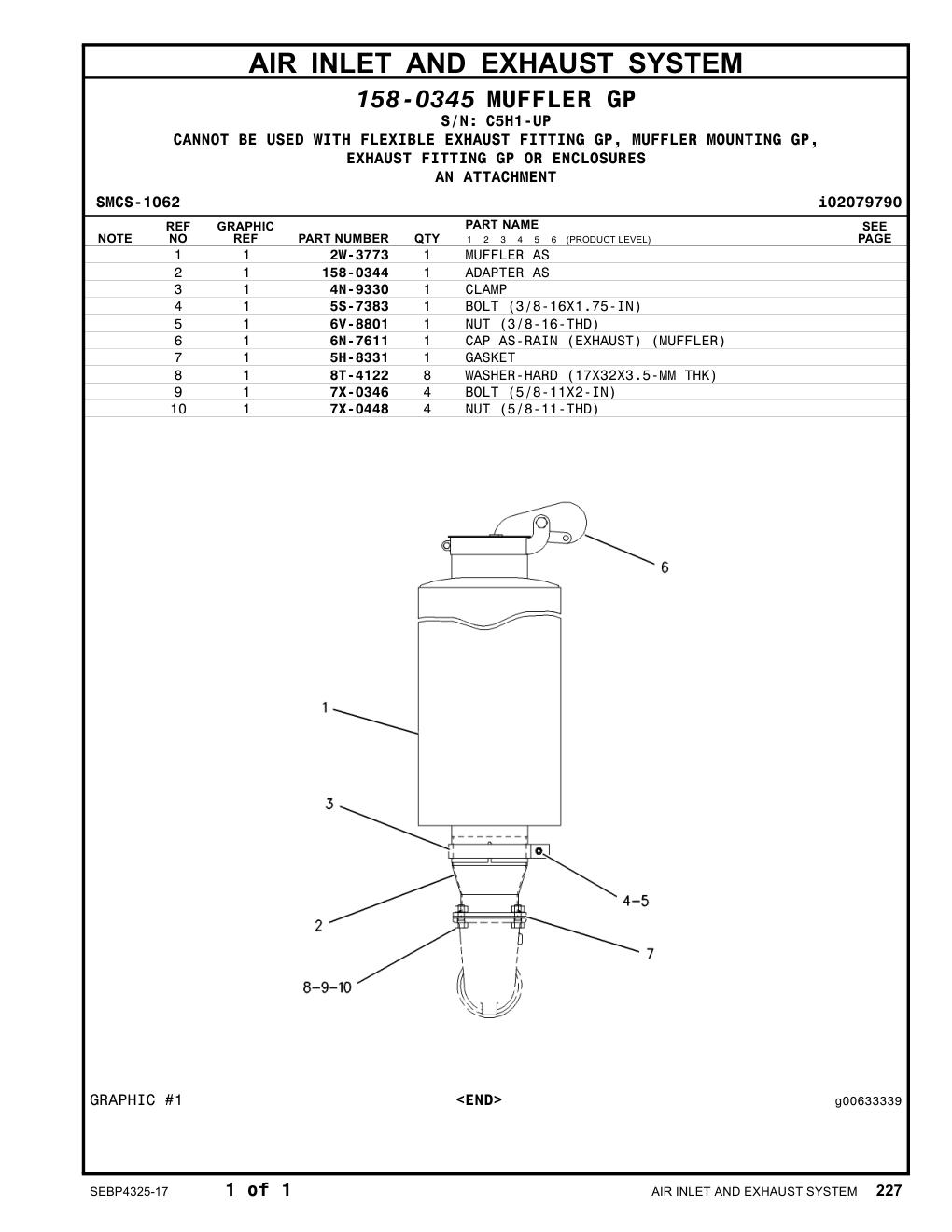 158-0344 ADAPTER AS · S/N C5H1-UP CAT parts manual diagram