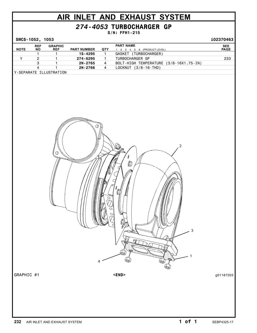 274-6295 - TURBOCHARGER GP