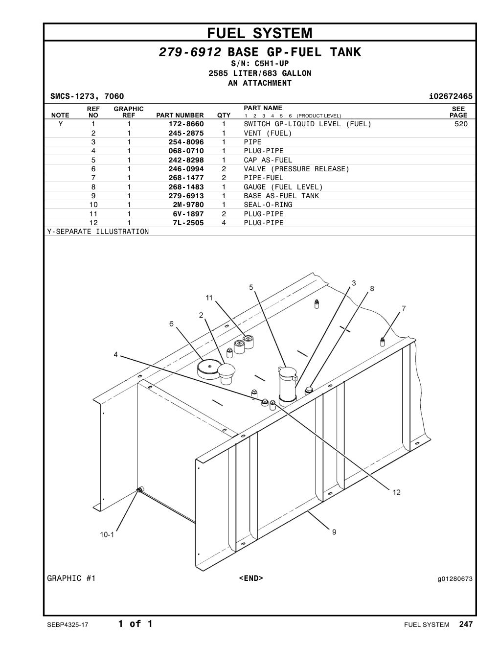 268-1477 PIPE-FUEL · S/N C5H1-UP CAT parts manual diagram