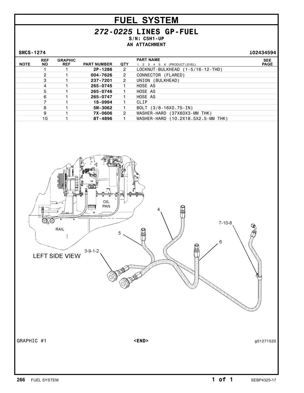 237-7201 UNION · S/N C5H1-UP CAT parts manual diagram