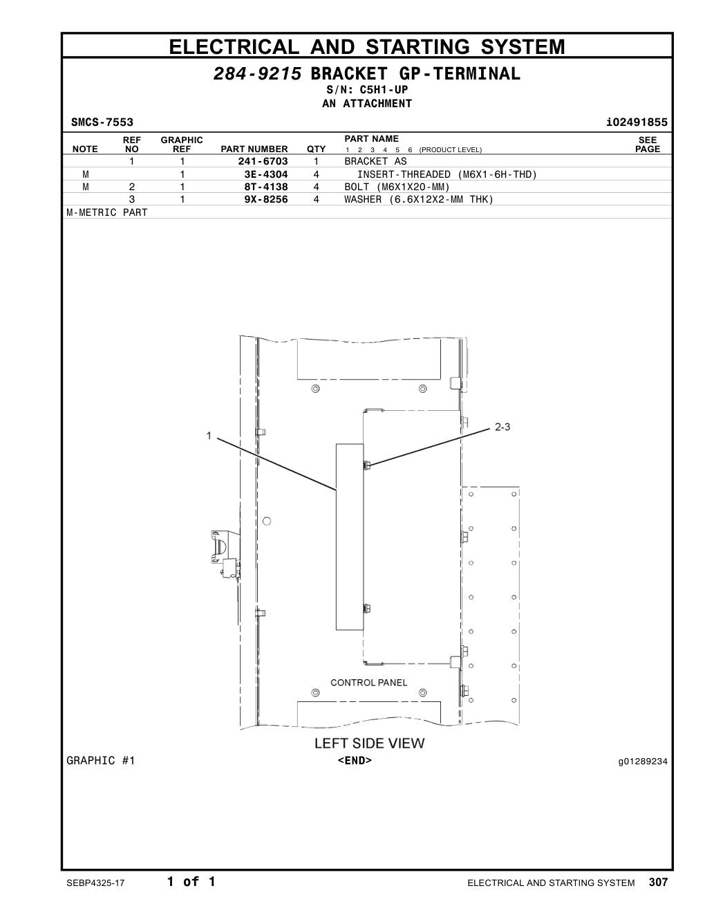 241-6703 BRACKET AS · S/N C5H1-UP CAT parts manual diagram