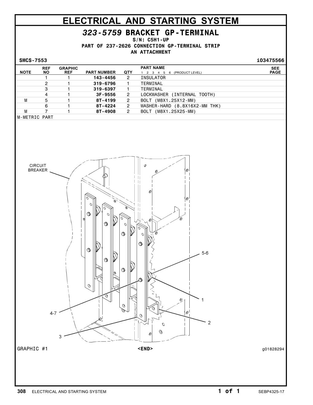 319-6397 TERMINAL · S/N C5H1-UP CAT parts manual diagram
