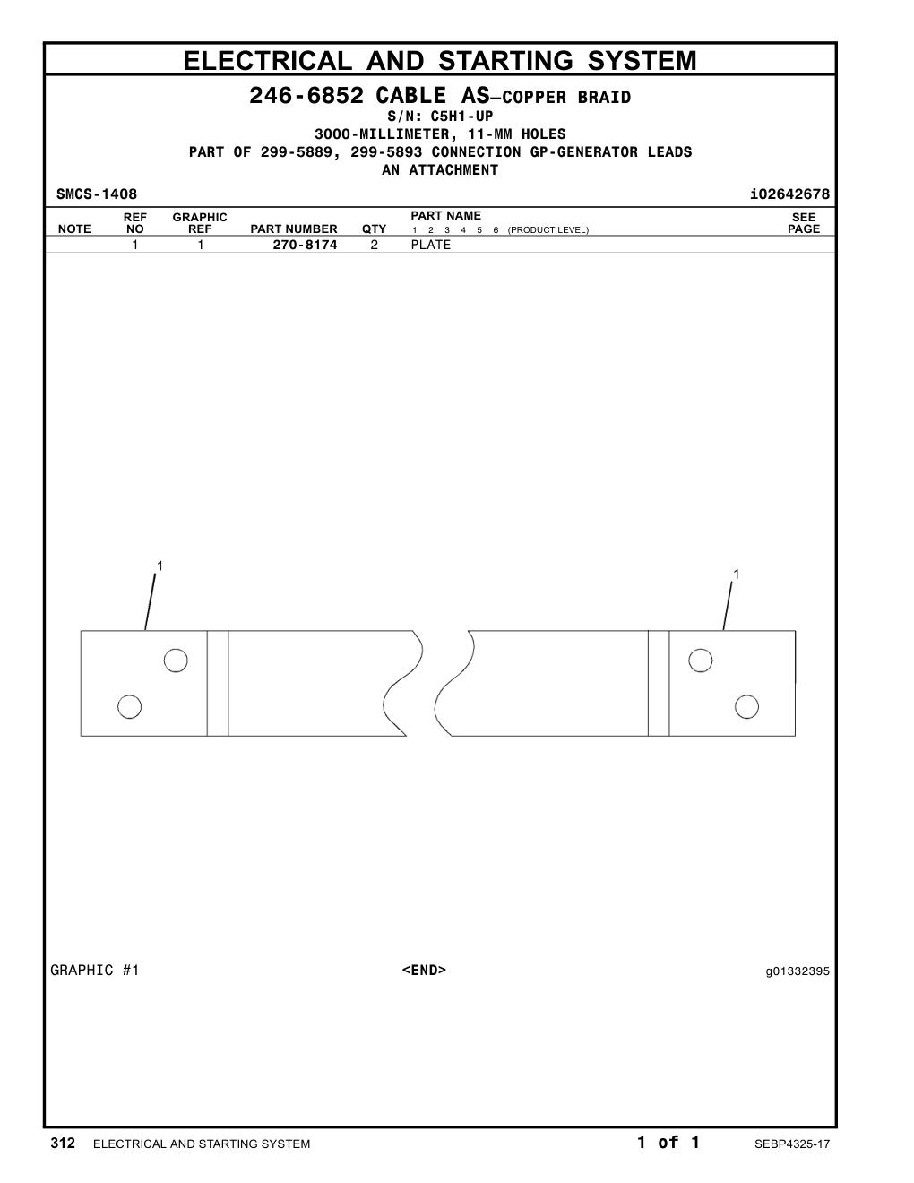 270-8174 PLATE · S/N C5H1-UP CAT parts manual diagram