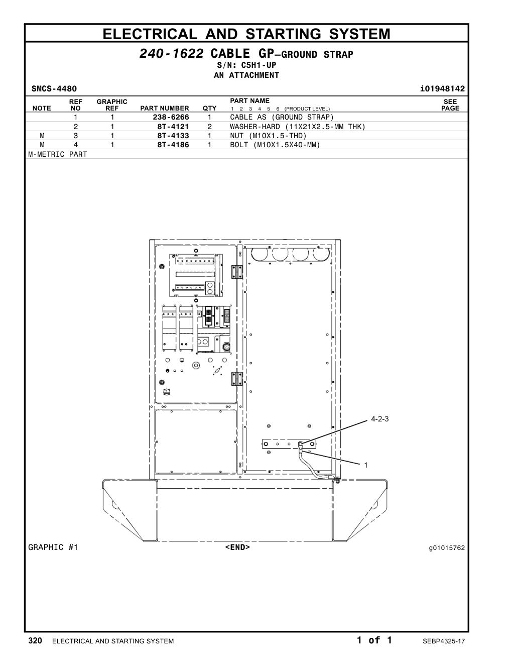 238-6266 CABLE AS (GROUND STRAP) · S/N C5H1-UP CAT parts manual diagram