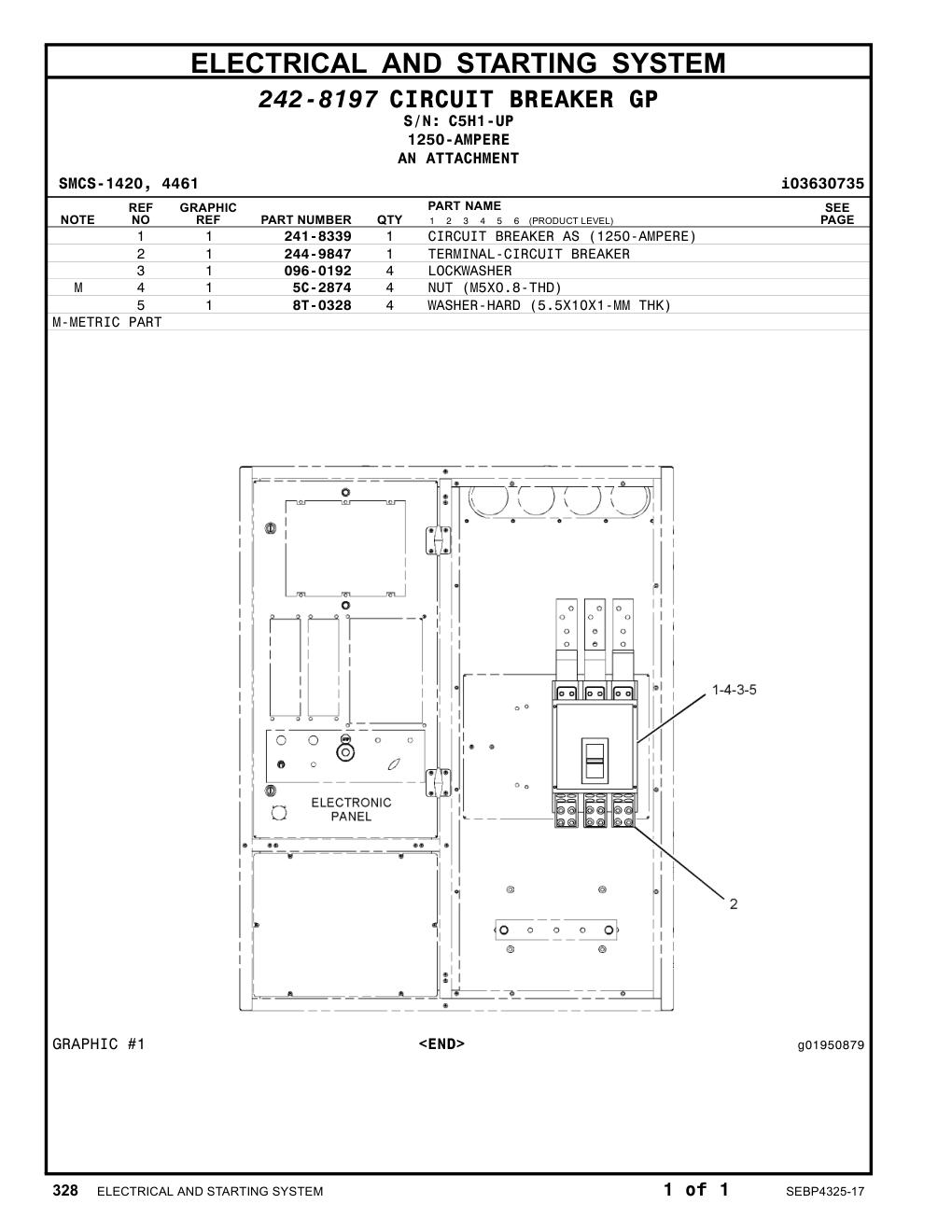241-8339 CIRCUIT BREAKER AS (1250-AMPERE) · S/N C5H1-UP CAT parts manual diagram