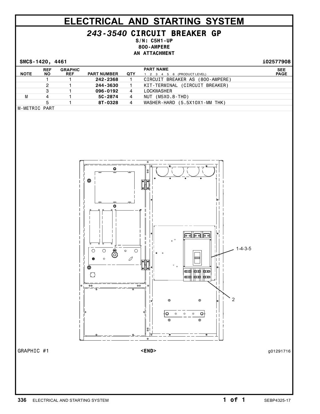 242-2368 CIRCUIT BREAKER AS (800-AMPERE) · S/N C5H1-UP CAT parts manual diagram