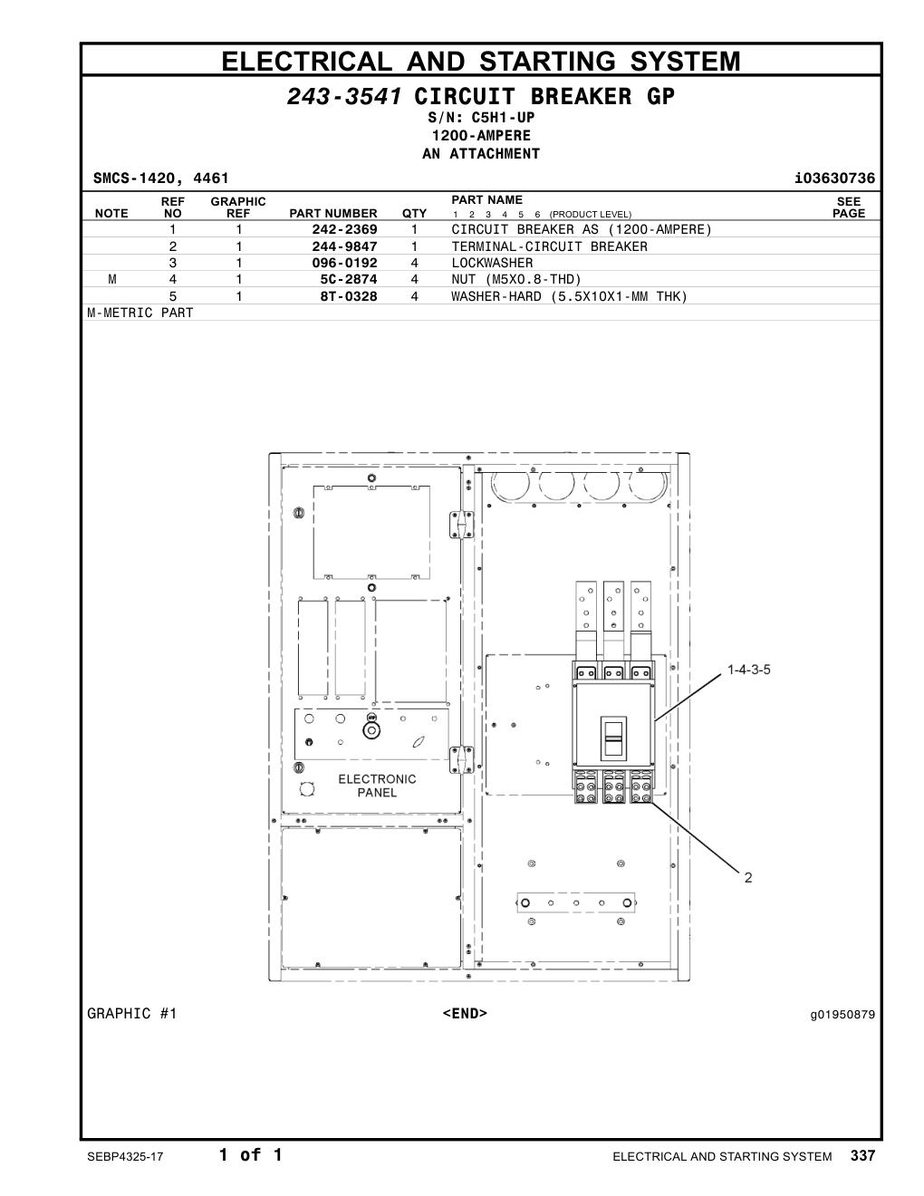 242-2369 CIRCUIT BREAKER AS (1200-AMPERE) · S/N C5H1-UP CAT parts manual diagram
