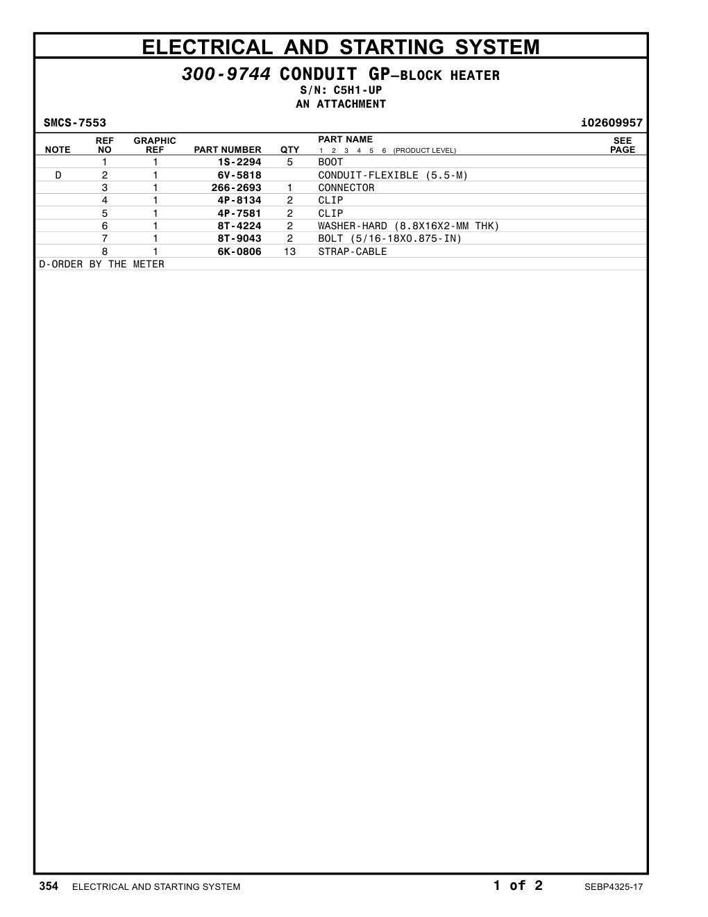 266-2693 CONNECTOR · S/N C5H1-UP CAT parts manual diagram