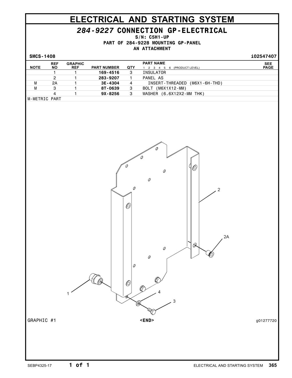 169-4516 INSULATOR · S/N C5H1-UP CAT parts manual diagram