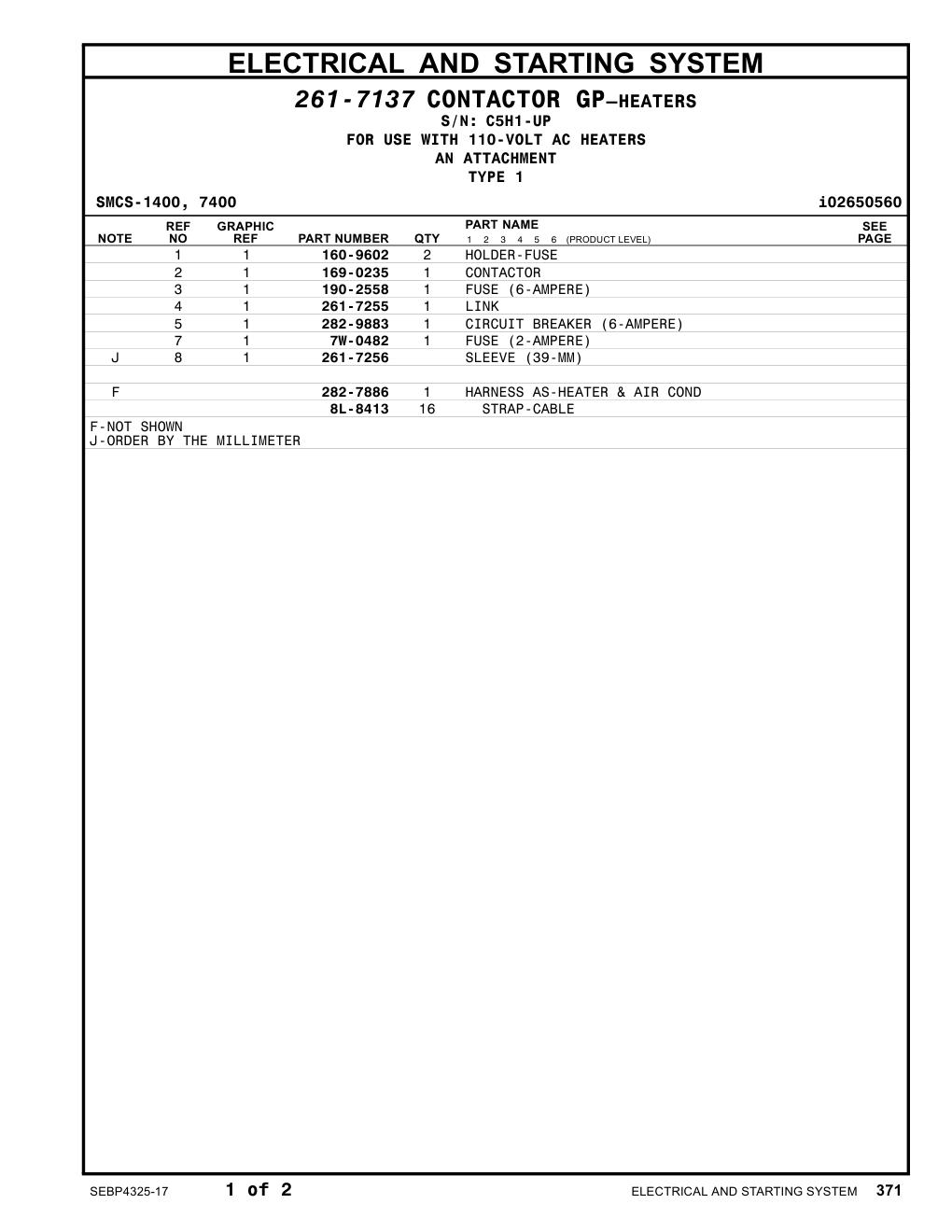 169-0235 CONTACTOR · S/N C5H1-UP CAT parts manual diagram