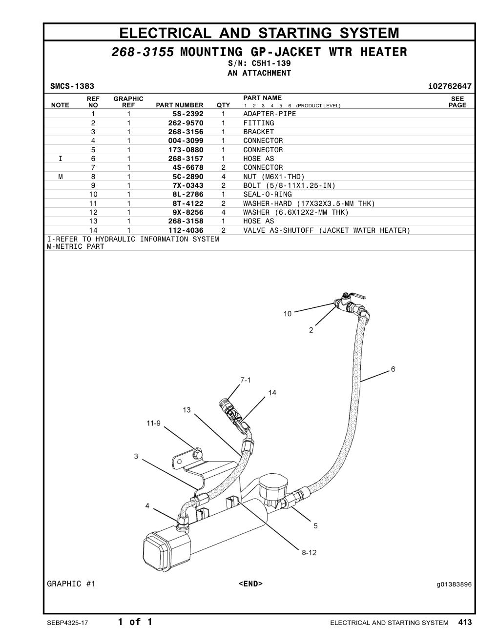 268-3158 HOSE AS · S/N C5H1-139 CAT parts manual diagram
