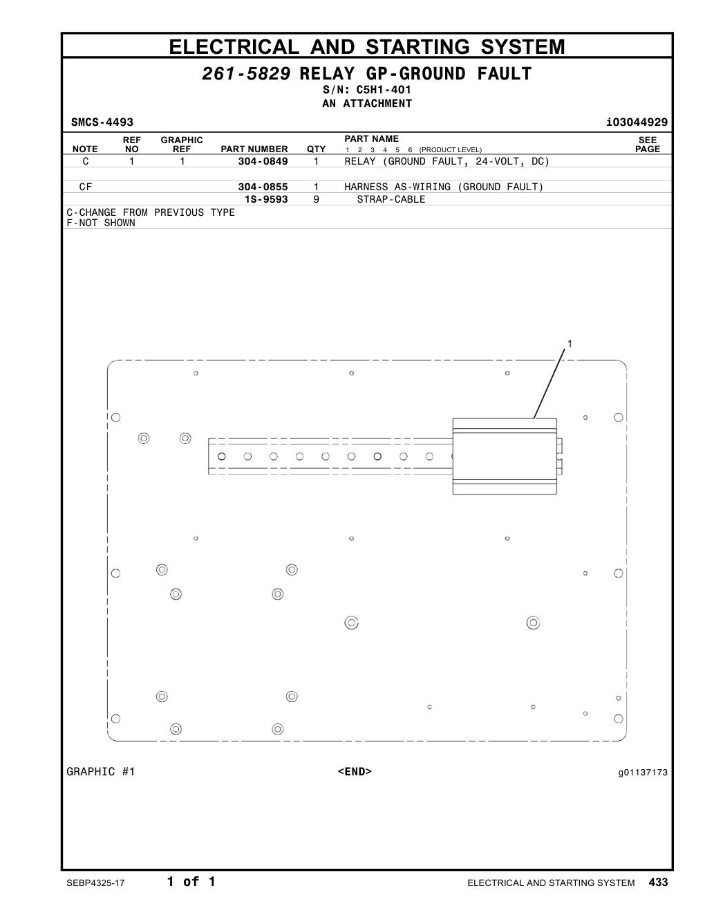 304-0849 RELAY (GROUND FAULT, 24-VOLT, DC) CAT parts diagram