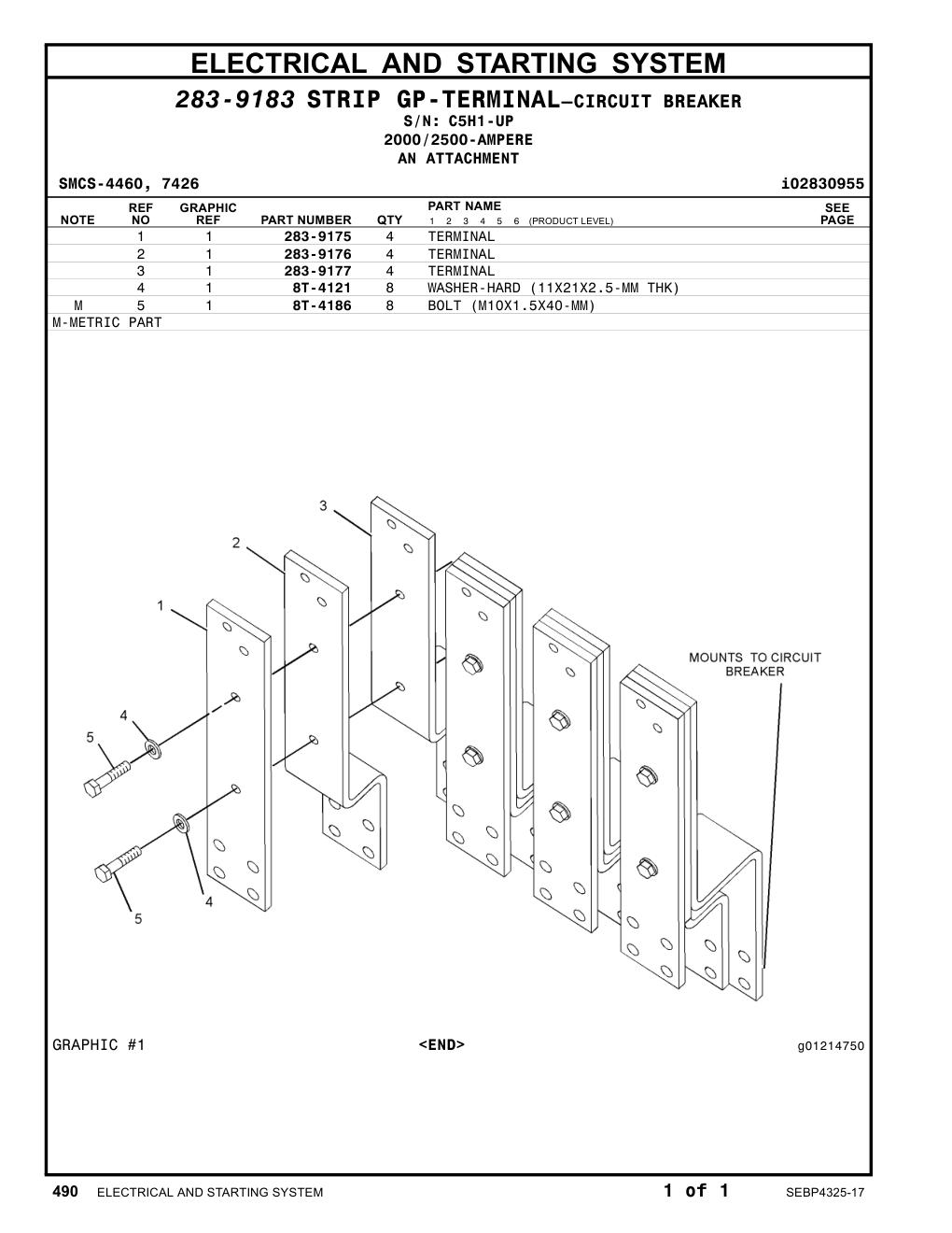 283-9176 TERMINAL · S/N C5H1-UP CAT parts manual diagram