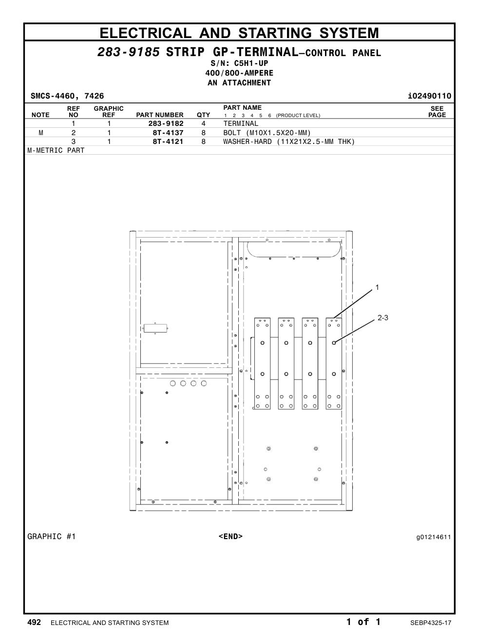 283-9182 TERMINAL · S/N C5H1-UP CAT parts manual diagram