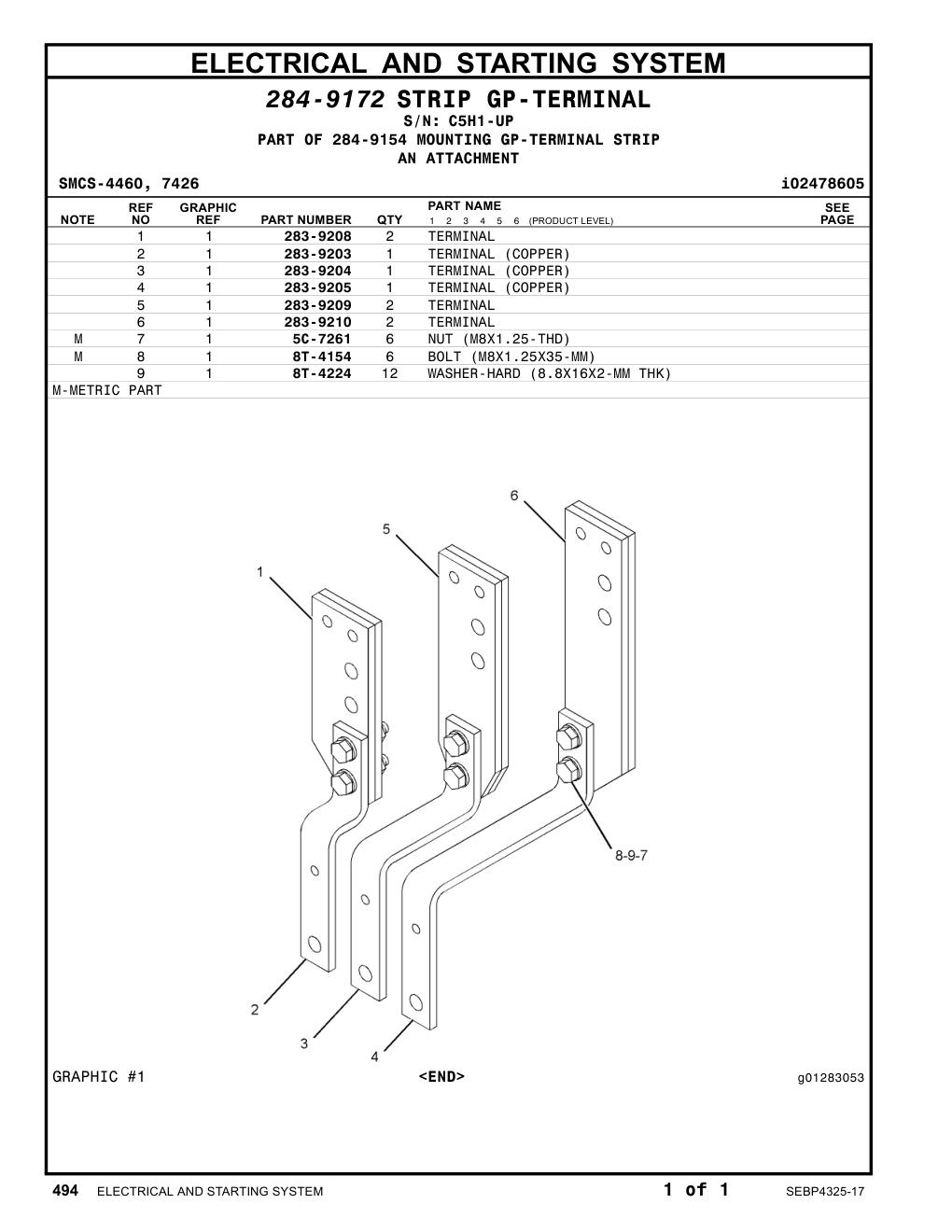 283-9210 TERMINAL · S/N C5H1-UP CAT parts manual diagram