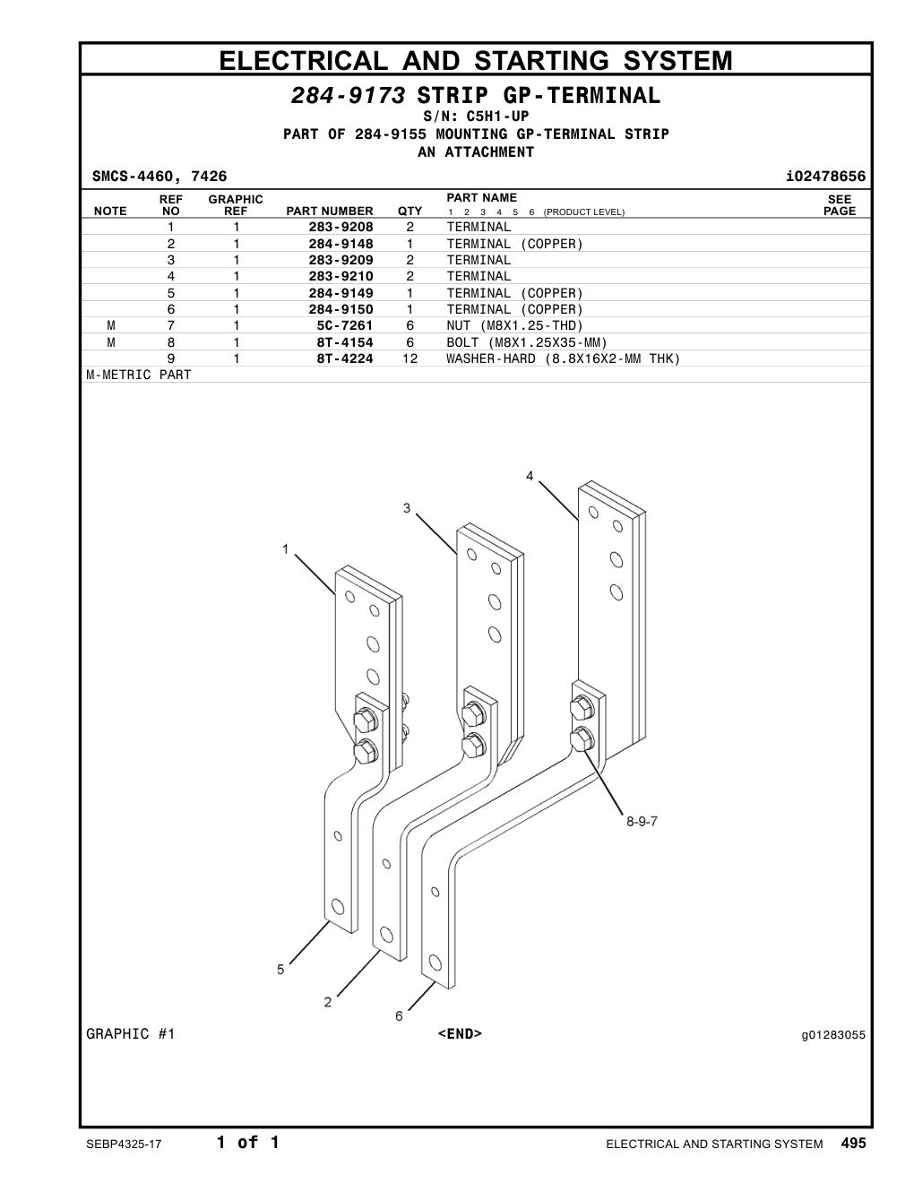 284-9149 TERMINAL (COPPER) · S/N C5H1-UP CAT parts manual diagram