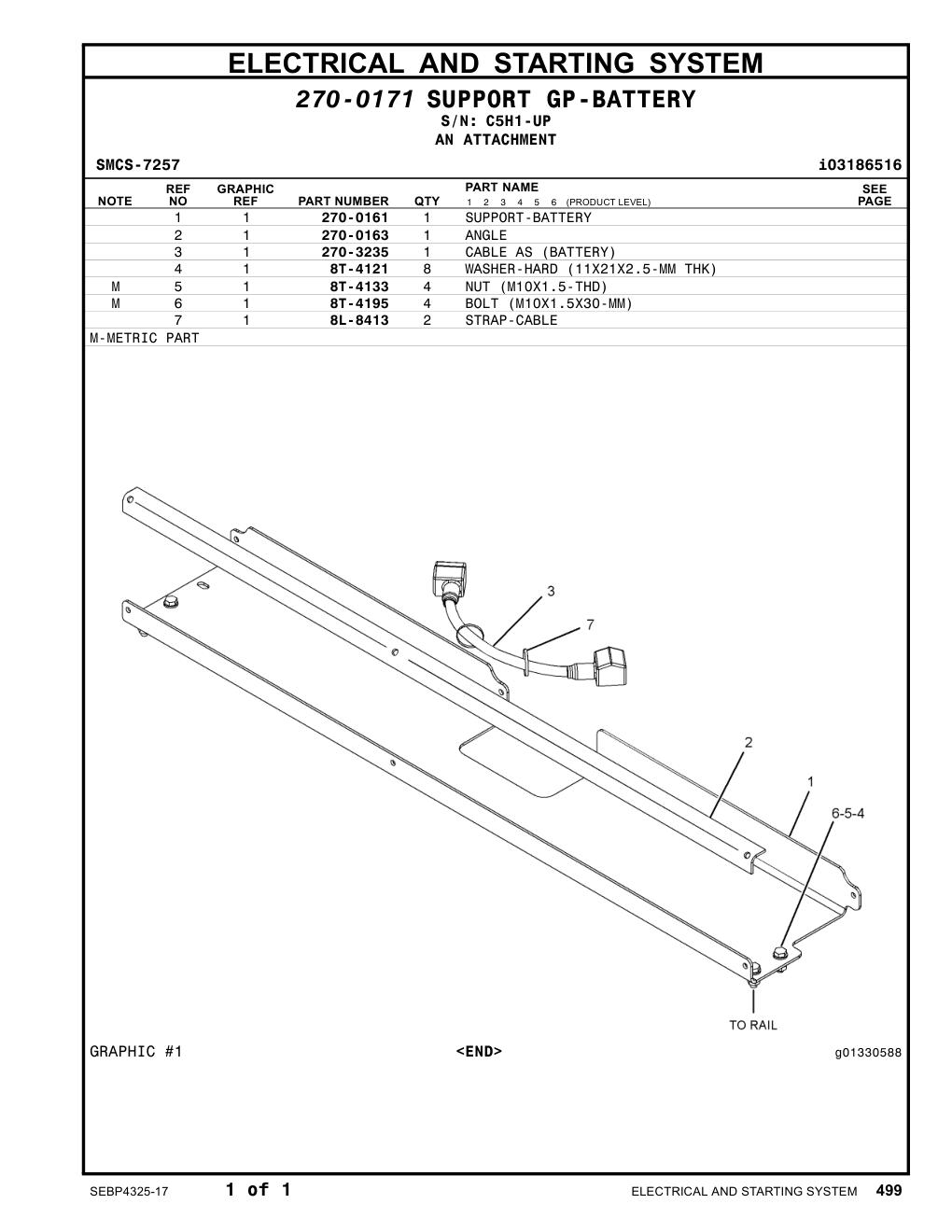 270-3235 CABLE AS (BATTERY) · S/N C5H1-UP CAT parts manual diagram