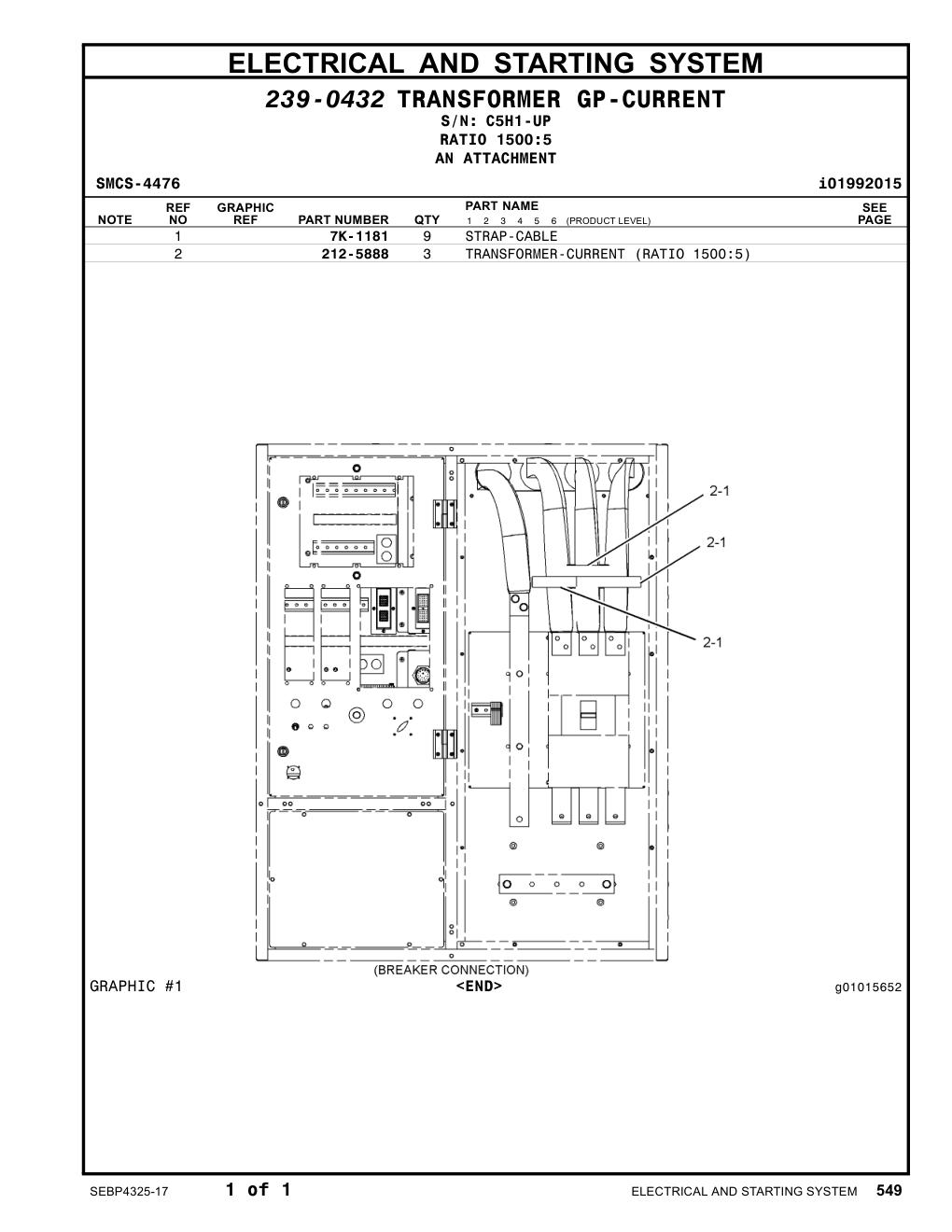 212-5888 - TRANSFORMER-CURRENT (RATIO 1500:5)