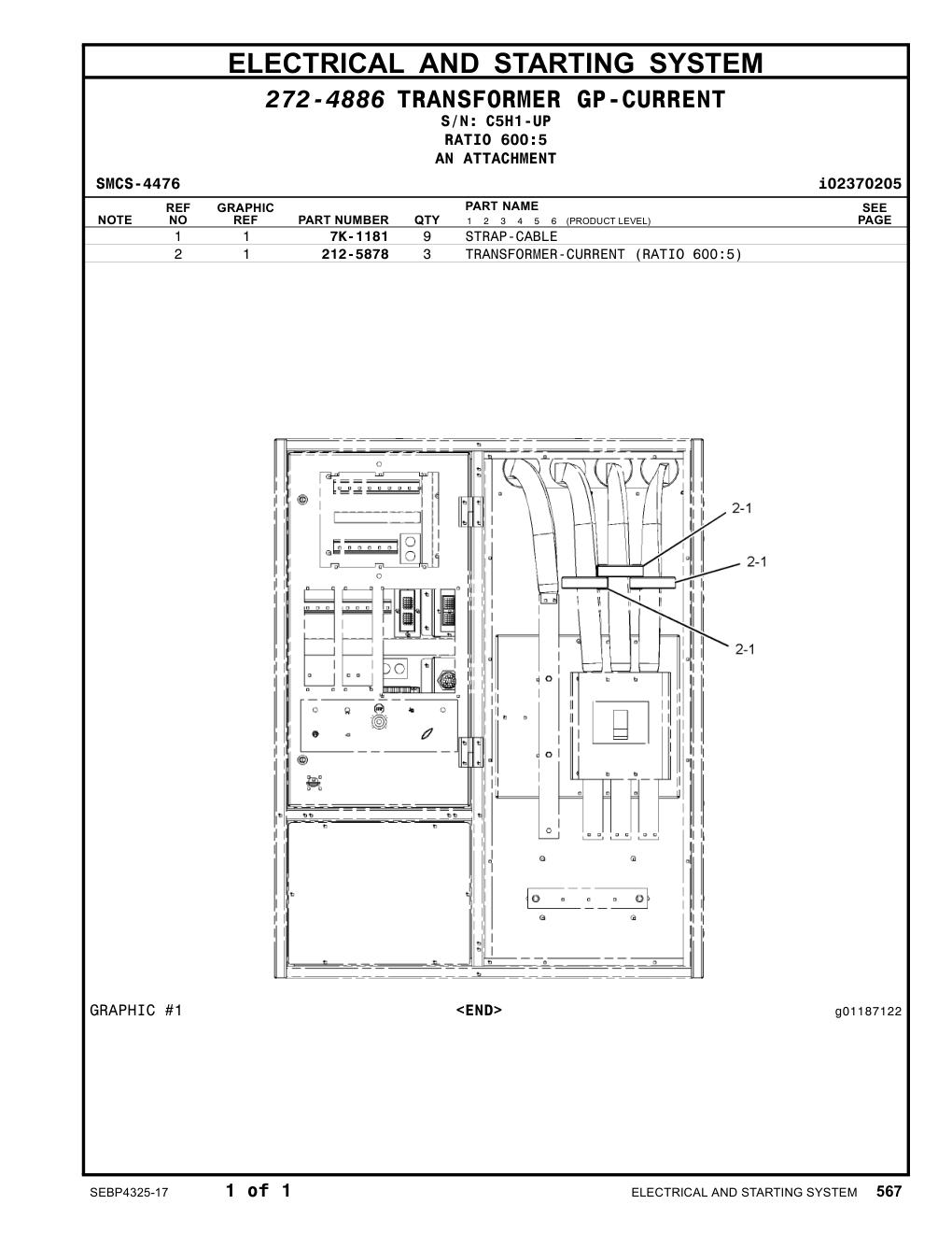 212-5878 - TRANSFORMER-CURRENT (RATIO 600:5)