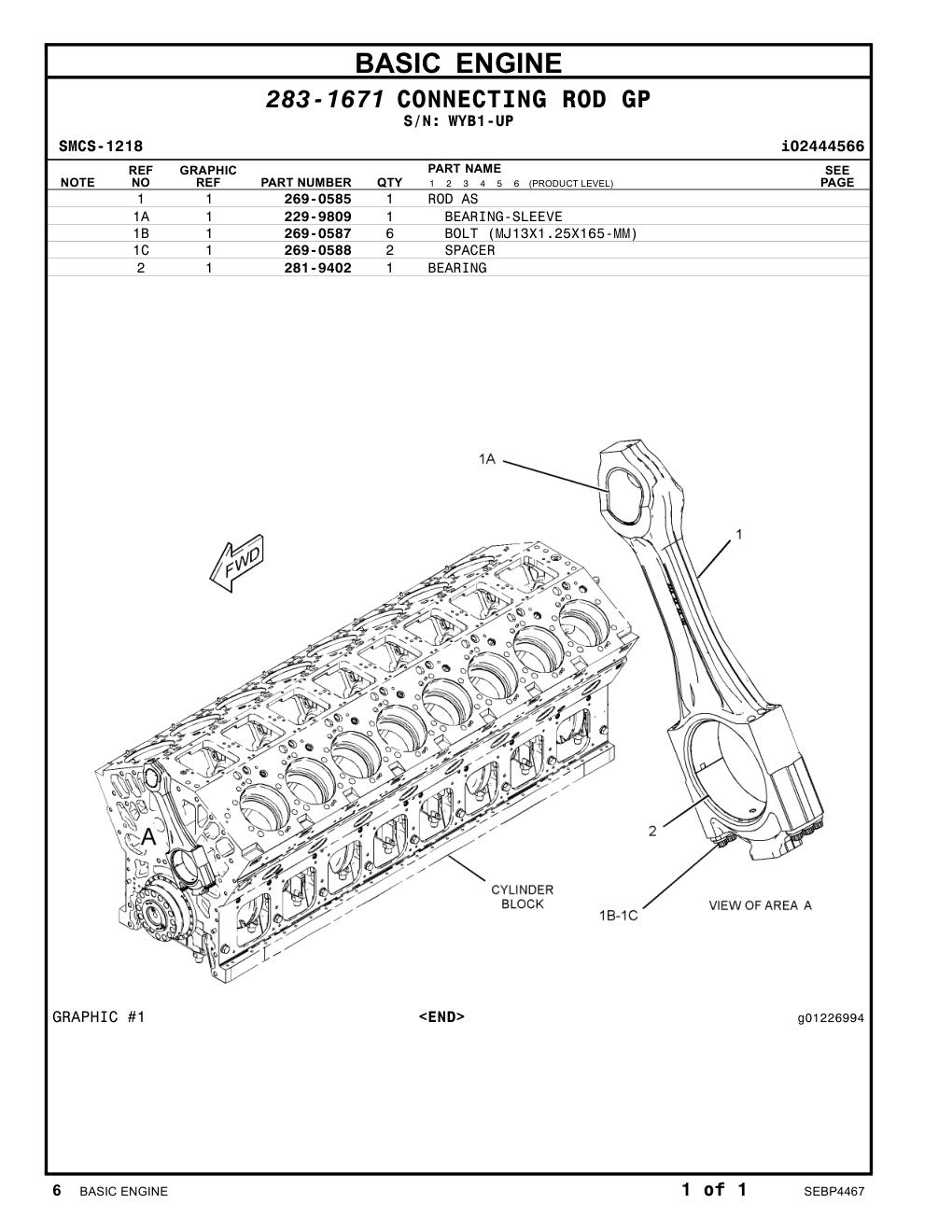 269-0585 ROD AS · S/N WYB1-UP CAT parts manual diagram