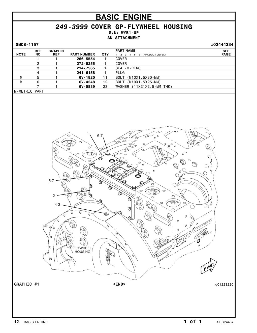 266-5554 COVER · S/N WYB1-UP CAT parts manual diagram