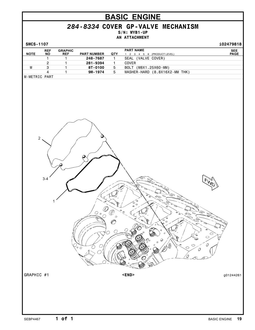 281-9394 COVER · S/N WYB1-UP CAT parts manual diagram