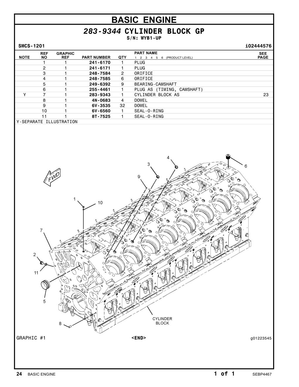 241-6171 PLUG · S/N WYB1-UP CAT parts manual diagram