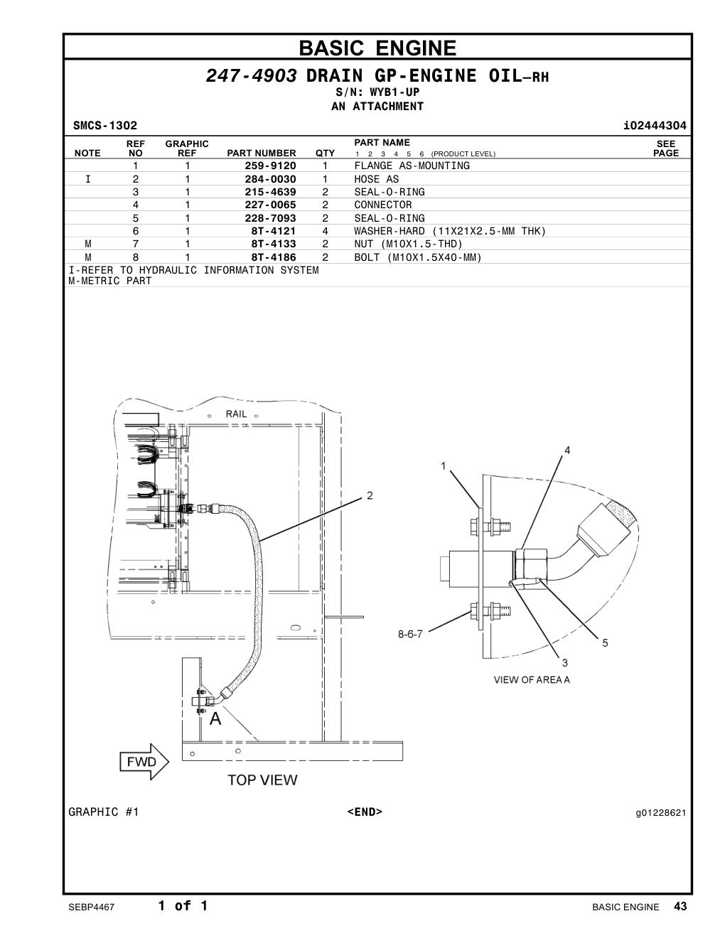 259-9120 FLANGE AS-MOUNTING · S/N WYB1-UP CAT parts manual diagram