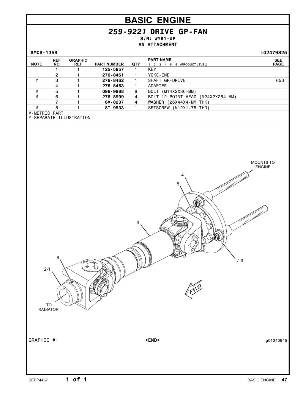 125-5857 KEY · S/N WYB1-UP CAT parts manual diagram