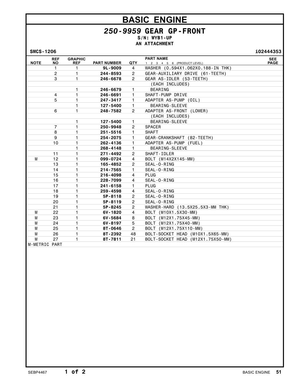 216-4098 PLUG · S/N WYB1-UP CAT parts manual diagram