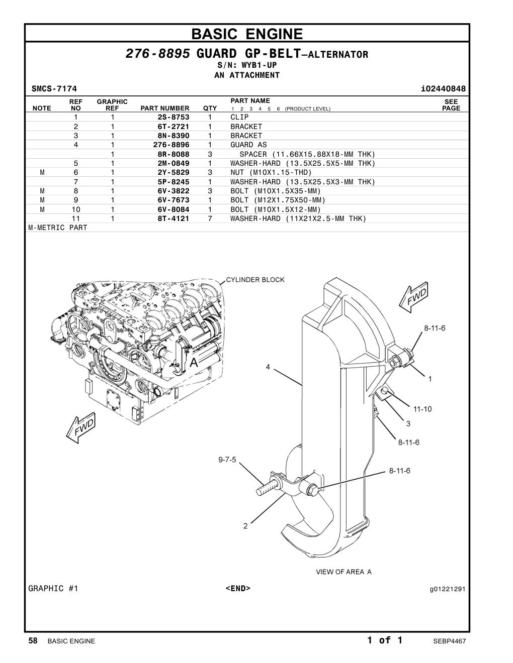 276-8896 GUARD AS · S/N WYB1-UP CAT parts manual diagram