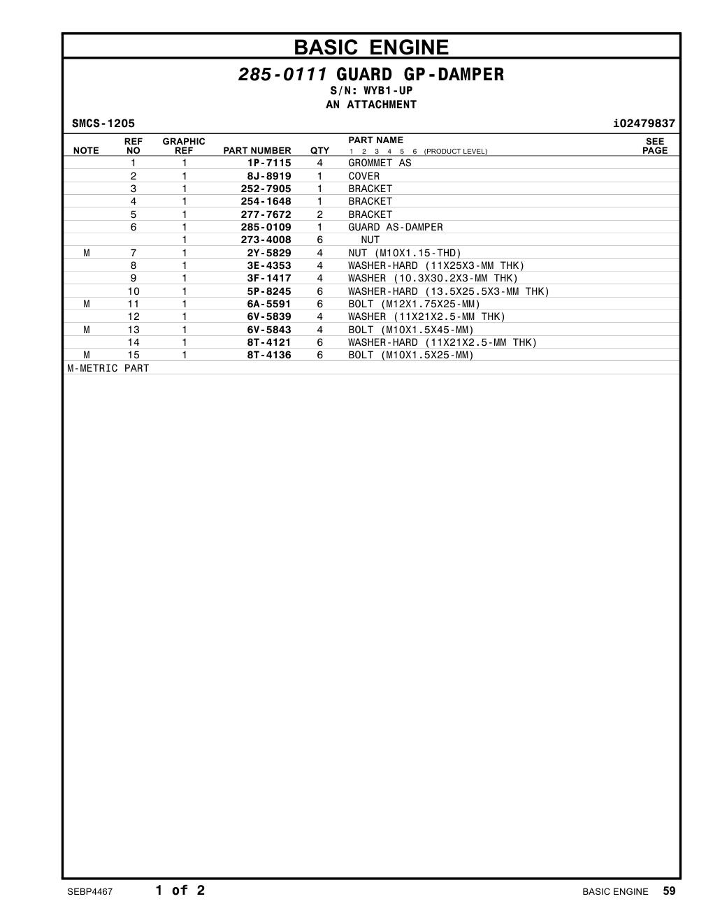 254-1648 BRACKET · S/N WYB1-UP CAT parts manual diagram