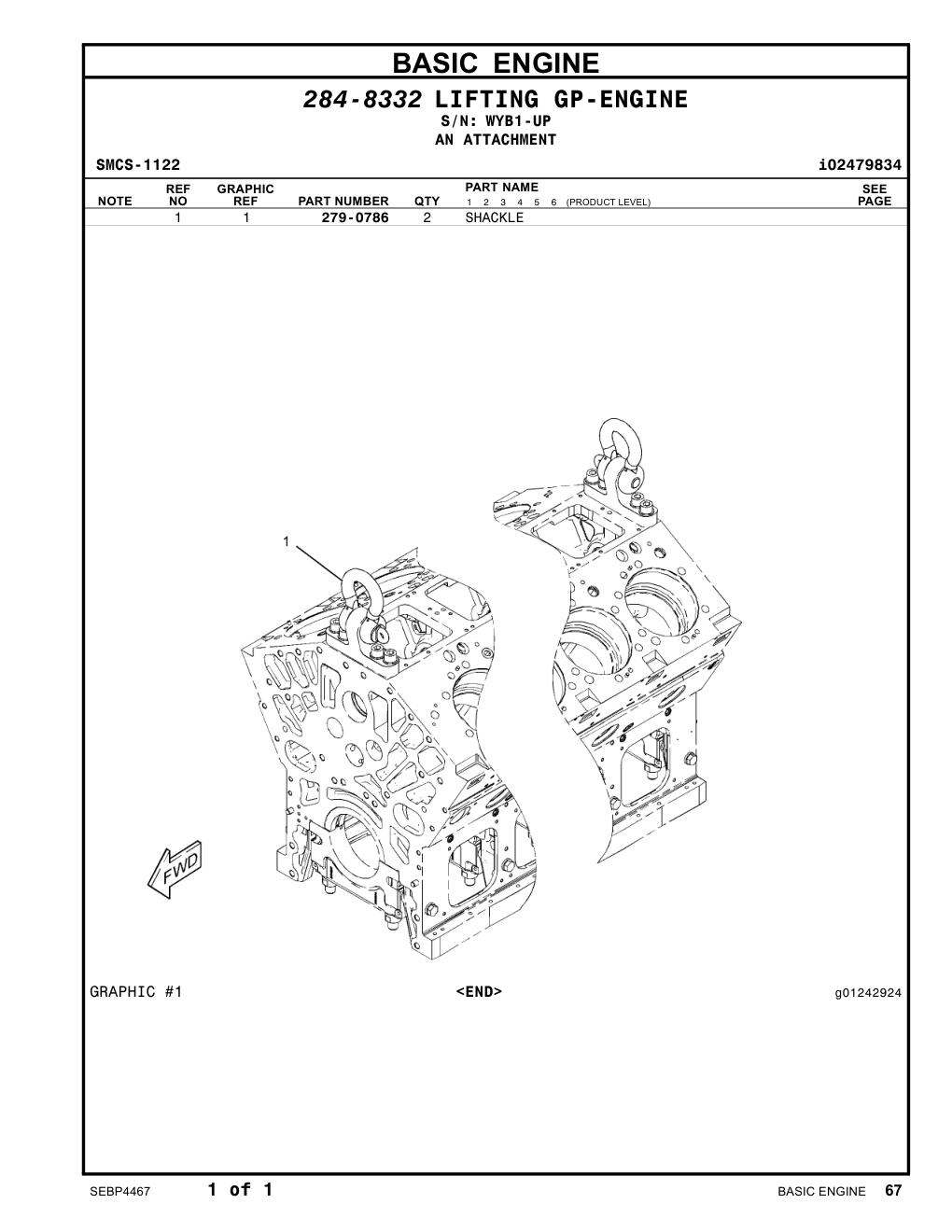 279-0786 SHACKLE · S/N WYB1-UP CAT parts manual diagram