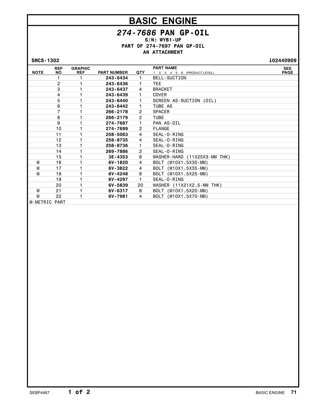 243-6439 COVER · S/N WYB1-UP CAT parts manual diagram