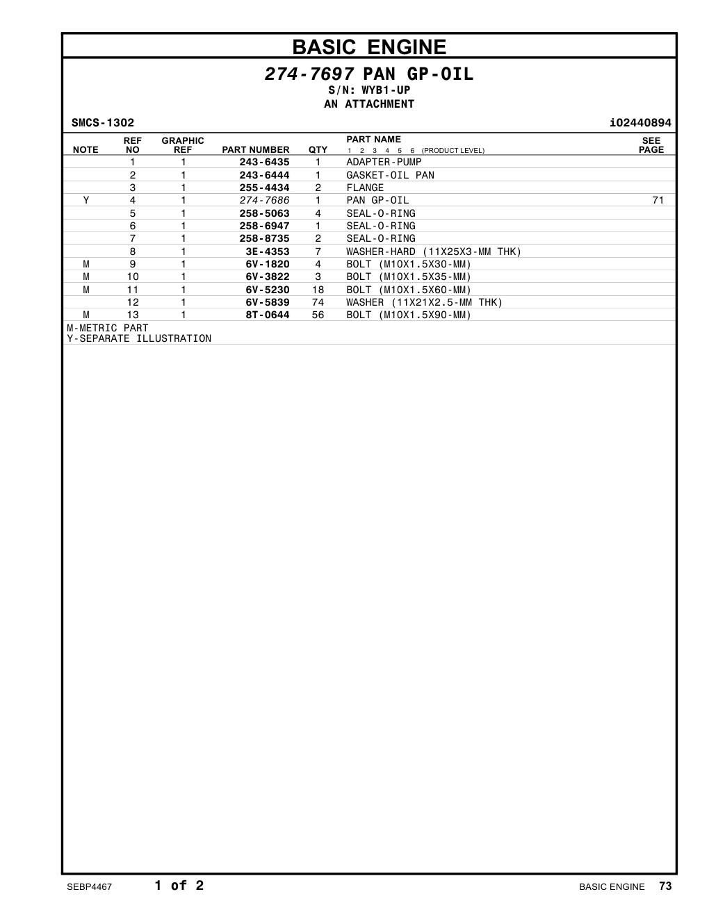 255-4434 FLANGE · S/N WYB1-UP CAT parts manual diagram