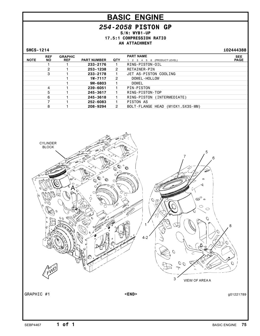 208-9294 BOLT-FLANGE HEAD (M10X1.5X35-MM) · S/N WYB1-UP CAT parts manual diagram