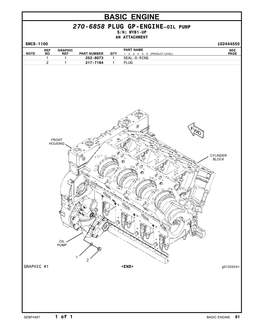 217-7184 PLUG · S/N WYB1-UP CAT parts manual diagram