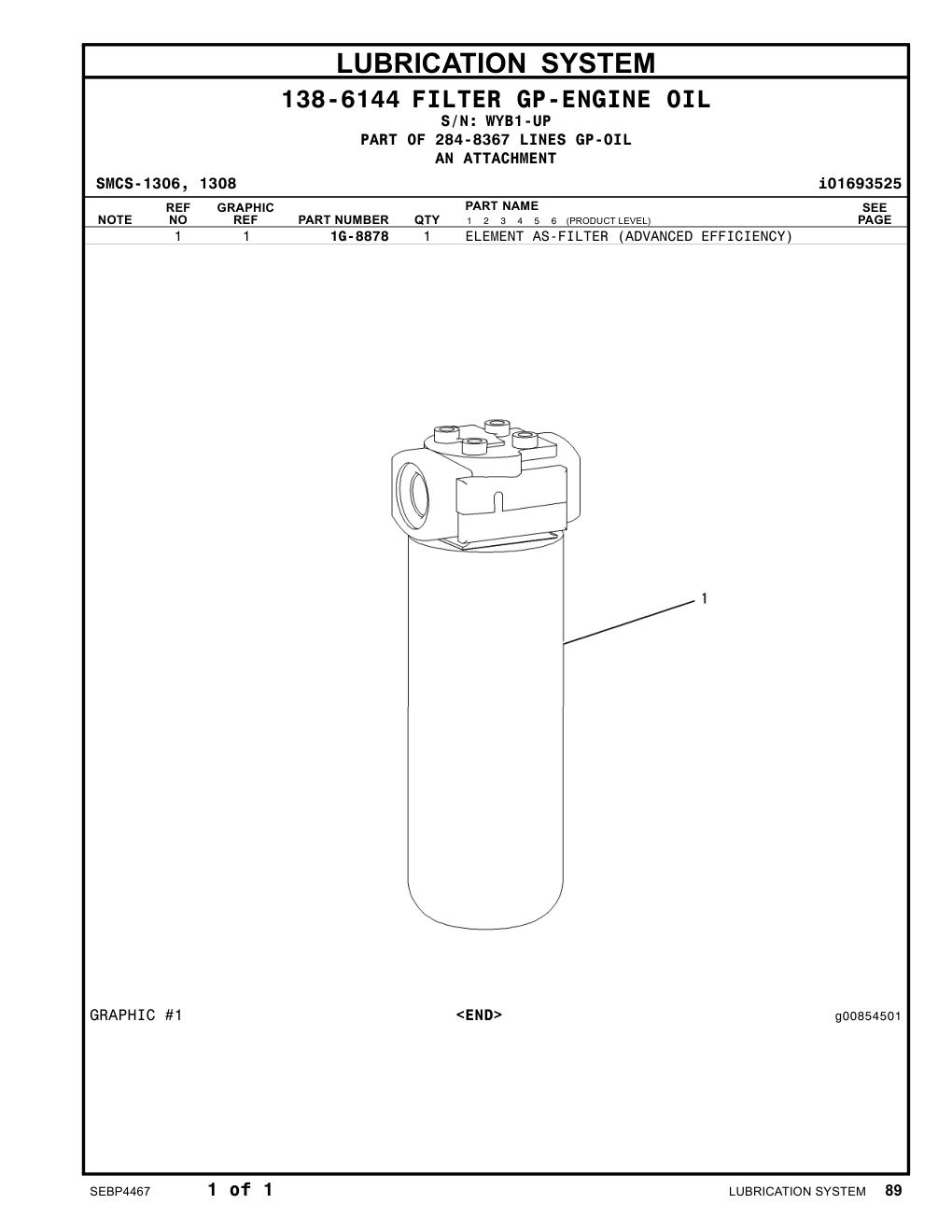 1G-8878 - ELEMENT AS-FILTER (ADVANCED EFFICIENCY)