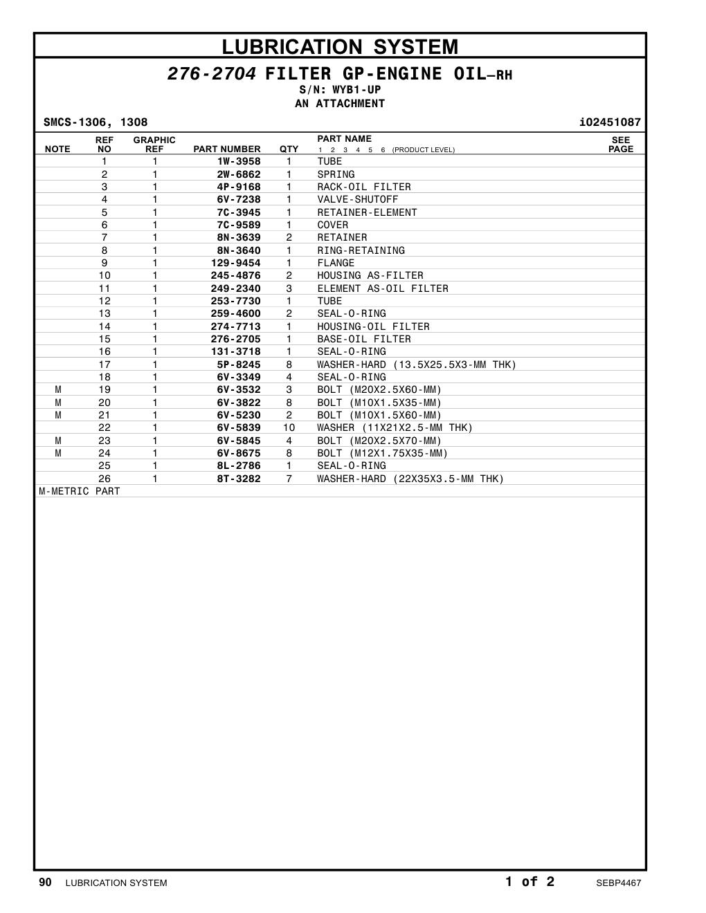 129-9454 FLANGE · S/N WYB1-UP CAT parts manual diagram