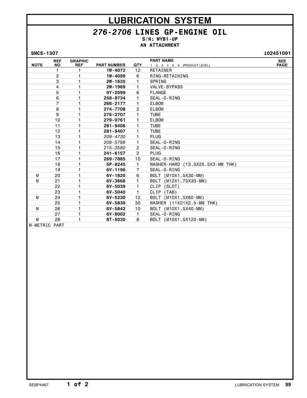 209-5798 SEAL-O-RING · S/N WYB1-UP CAT parts manual diagram