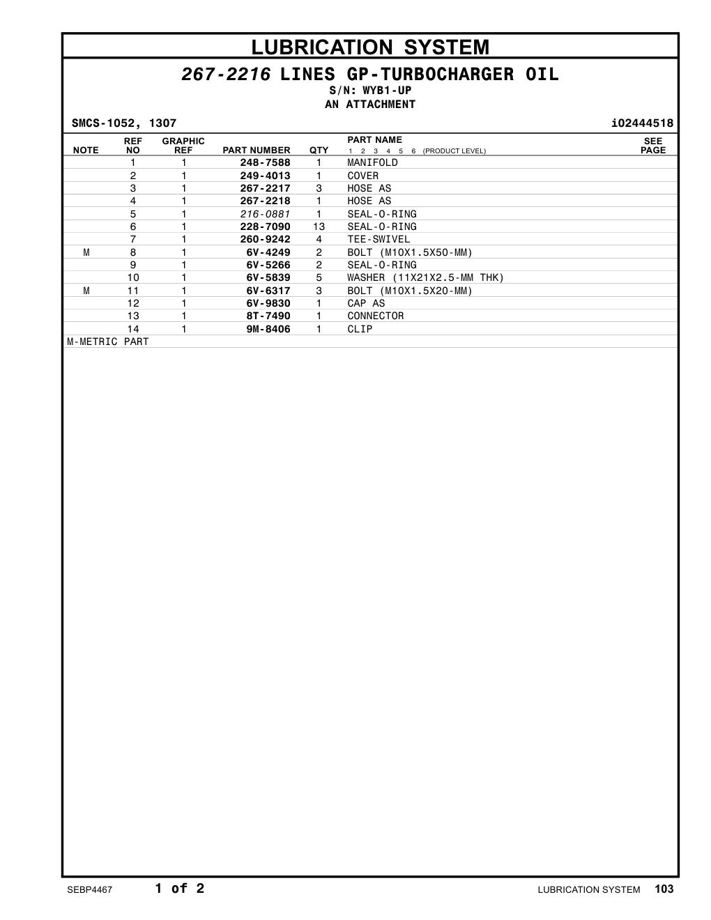 249-4013 COVER · S/N WYB1-UP CAT parts manual diagram
