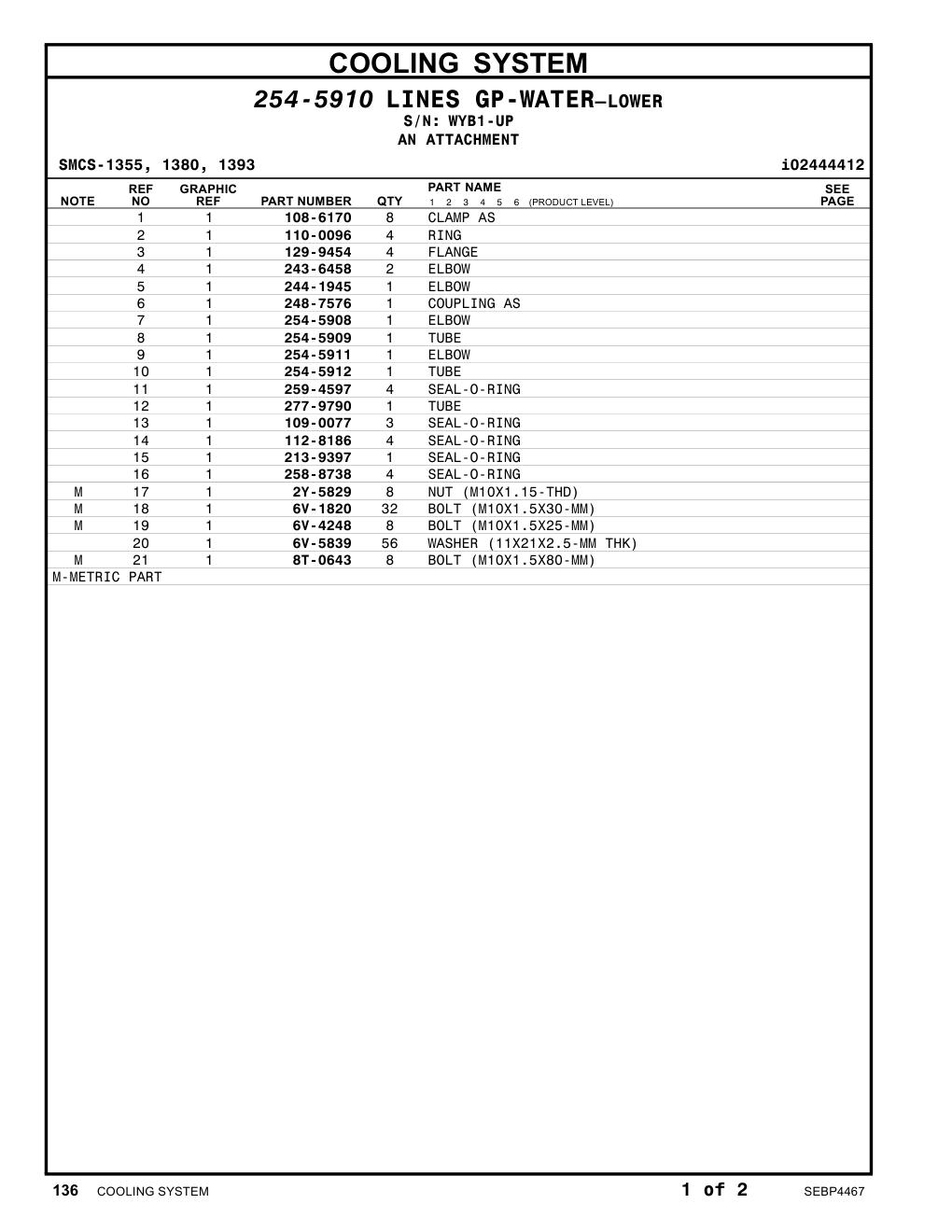 254-5911 ELBOW · S/N WYB1-UP CAT parts manual diagram