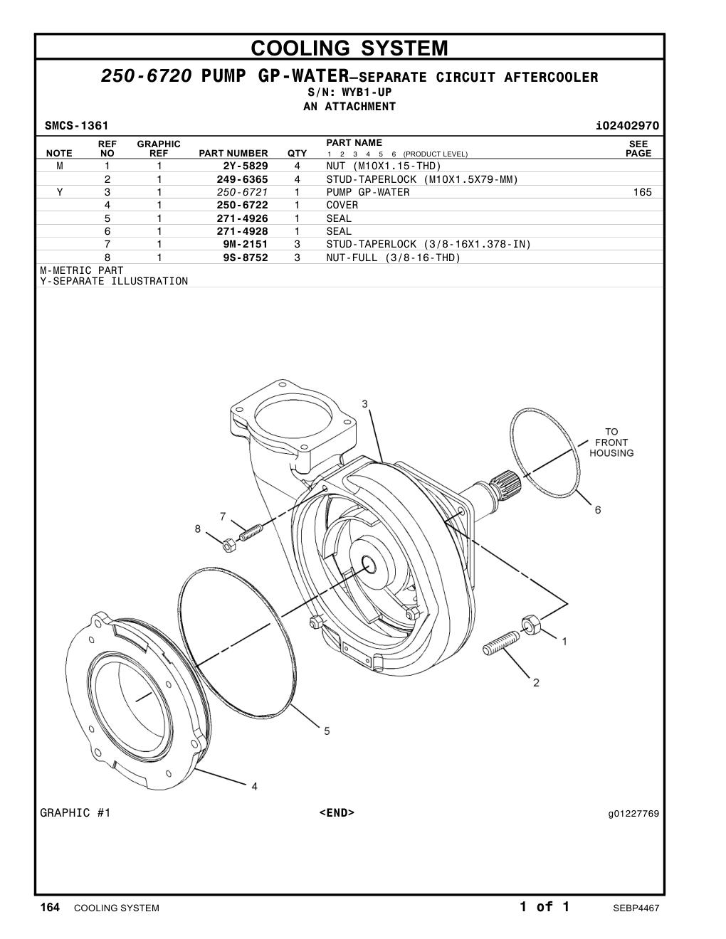 250-6722 COVER · S/N WYB1-UP CAT parts manual diagram